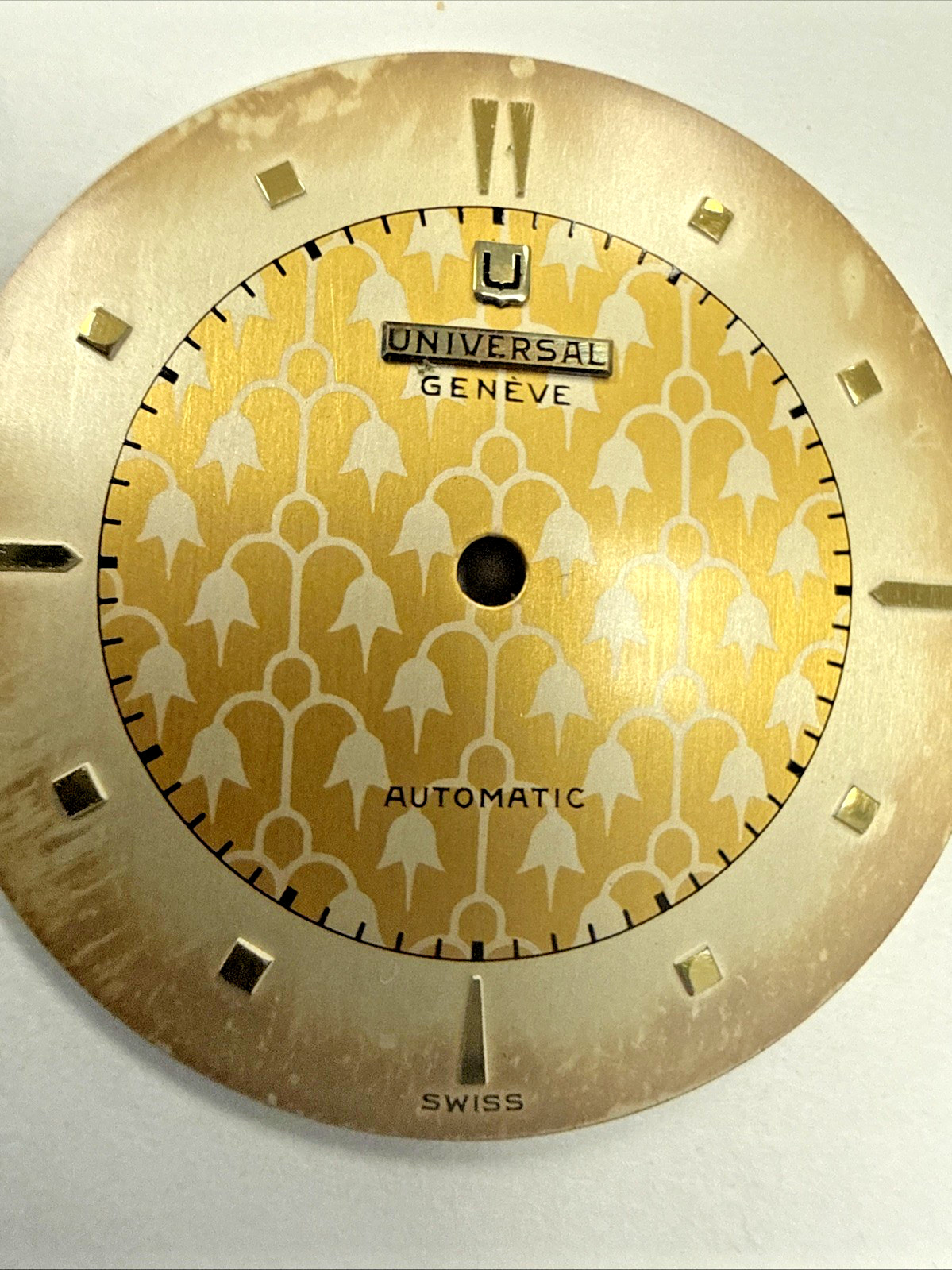 Universal Geneve Ref 10216 & 20209 Rare Fleur-de-lis Design Unusual Vintage Dial