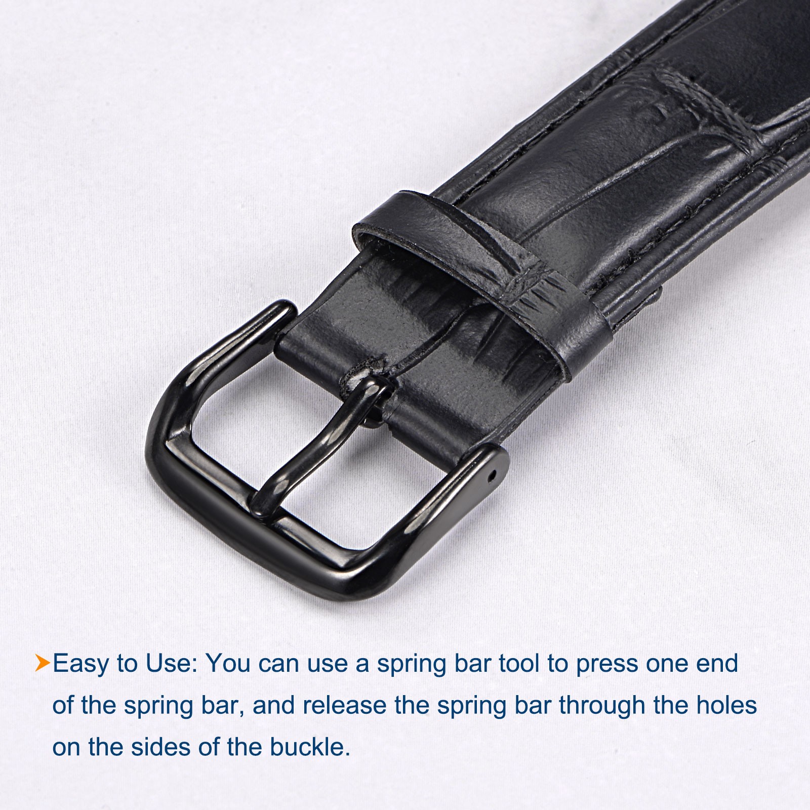 Buckle Strap Watch, 316 Polished Stainless Steel PVD Buckle, Black for 14mm
