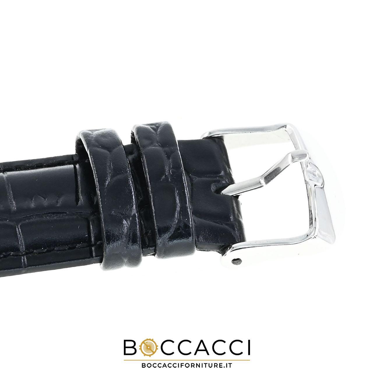 DILOY 24mm Black Crocodile Print Padded Leather Strap (NEW)