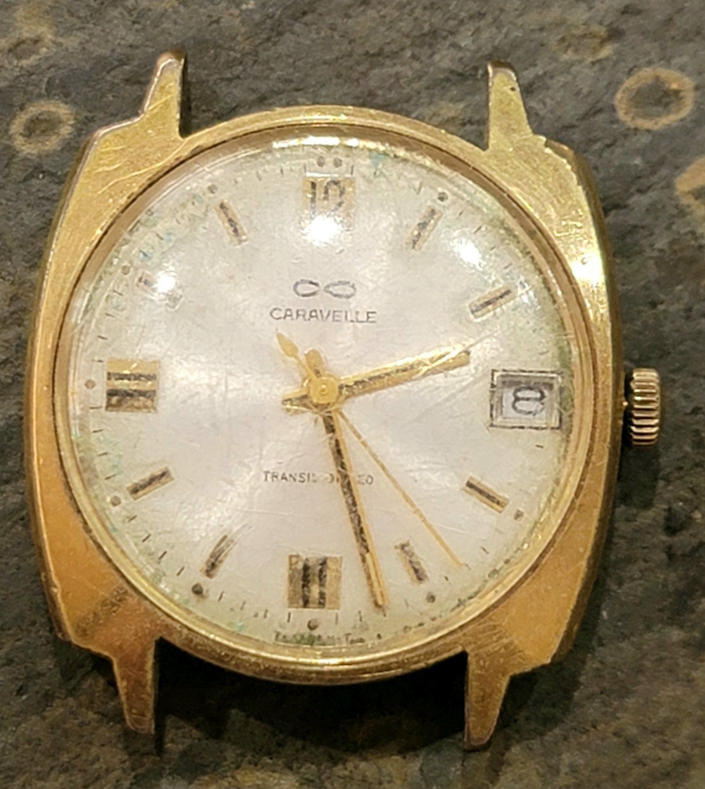 Caravelle Bulova Transistorized 12UCD Electric Date Watch – For Repair – SB805