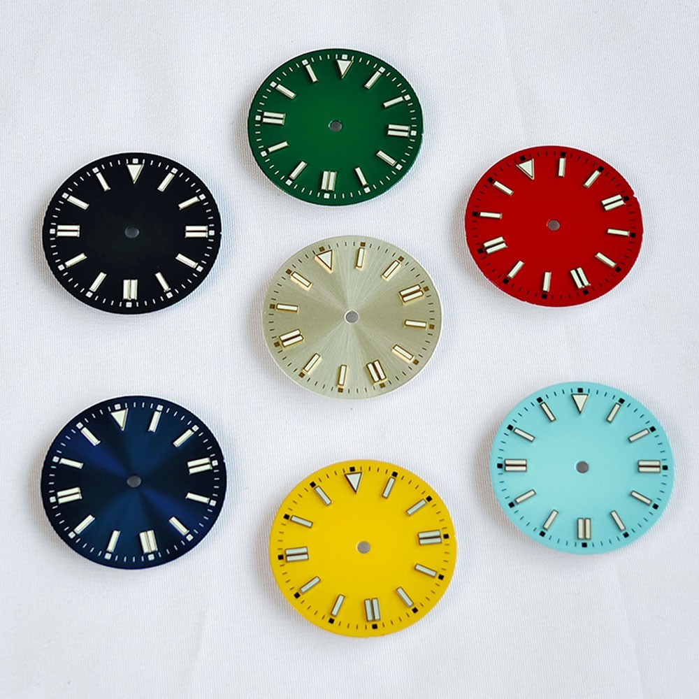 28.5mm Custom Logo Watch Dial For NH35 NH36 Movement Blue Green Luminous Faces
