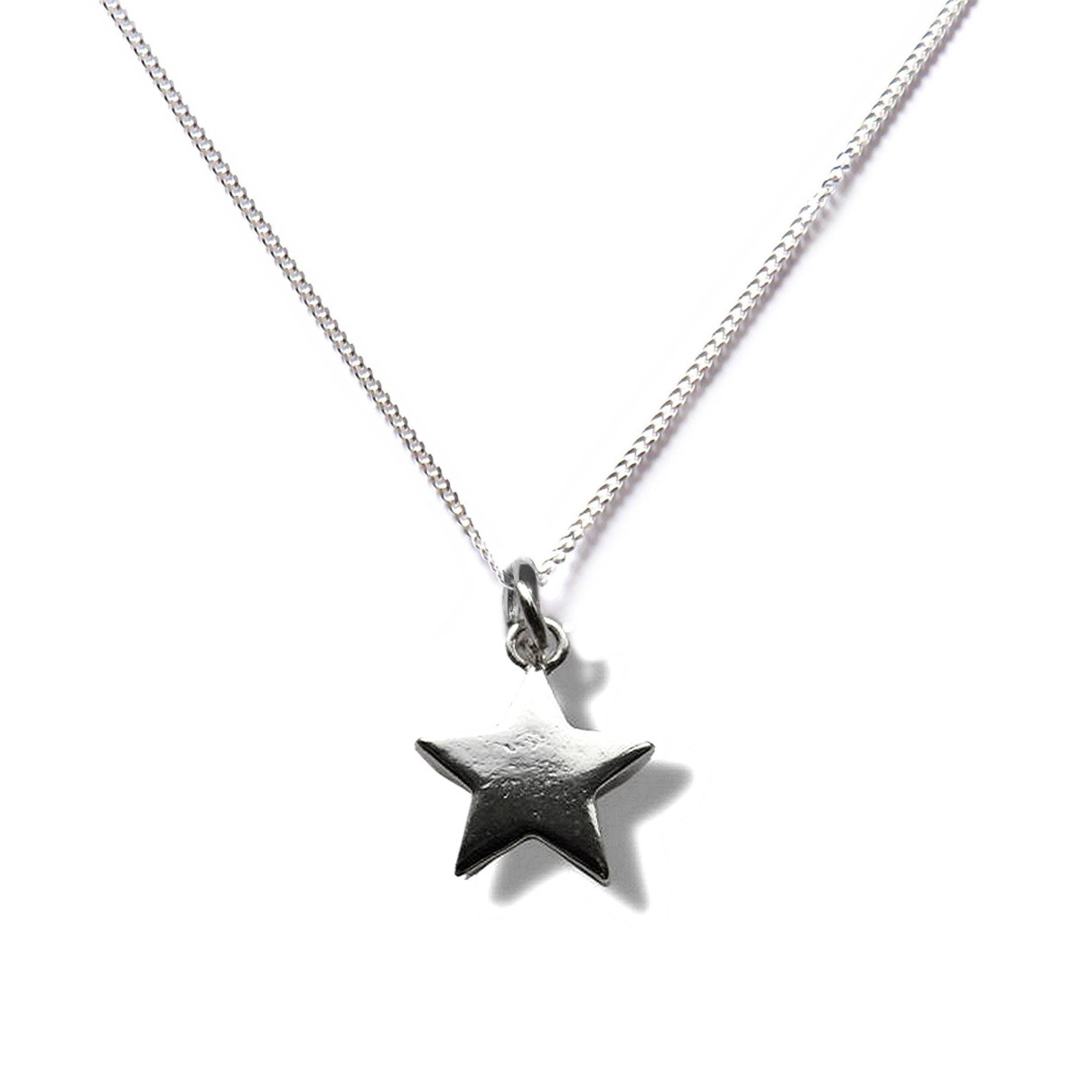 Necklace Silver Star 15mm Silver Plated Charm Sterling 16/18in Chain Gift Box UK