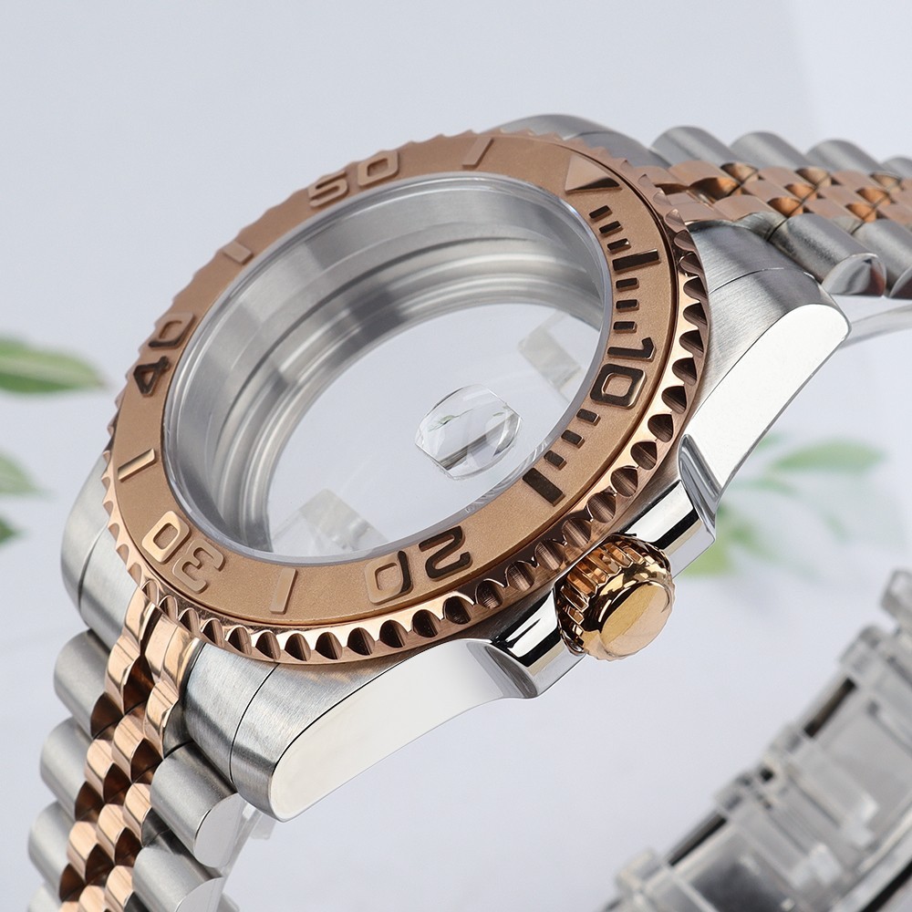 40mm GMT Oyster Perpetual Watch Cases Band Silver Rose Gold For Seiko NH35 NH38