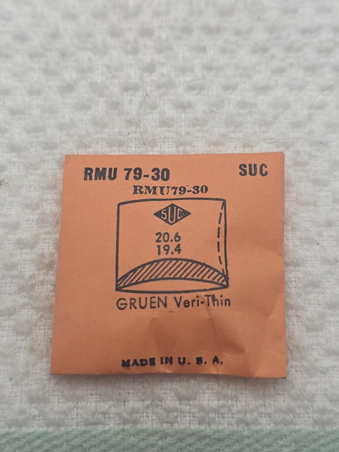 SUC Rocket Cylinder Watch Crystal RMU79-30 Gruen Veri-Thin 20.6X19.4 CMT271