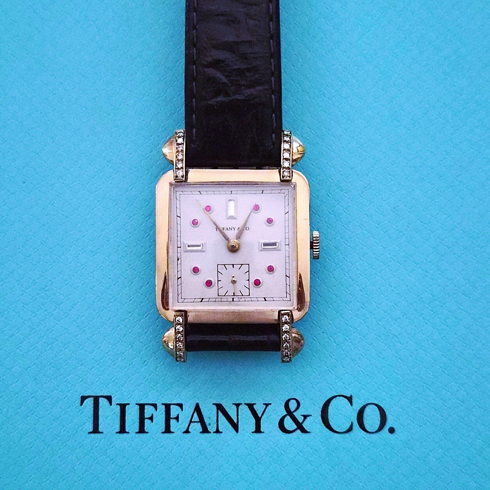 Vintage Tiffany & Co. Watch Dial and Movement Ruby Diamond Manual Winding