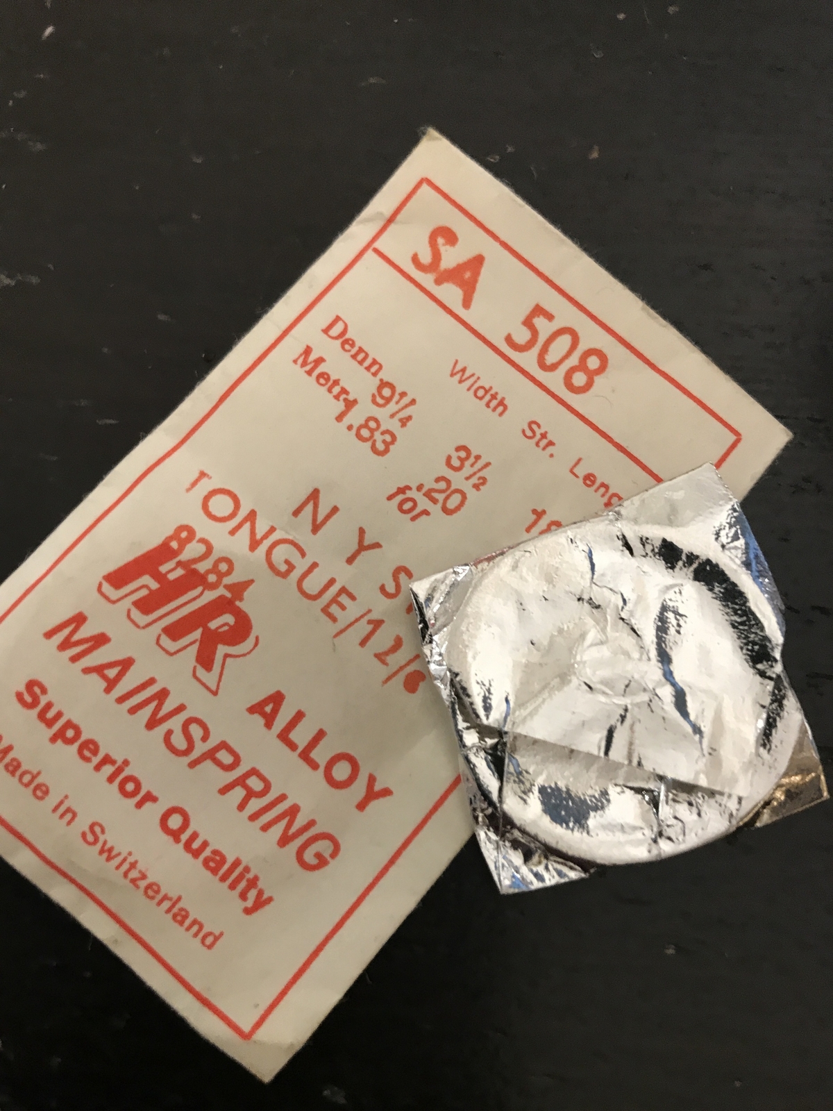 HR Mainspring SA508 for 12s NY Standard Factory No. 4284 – Alloy