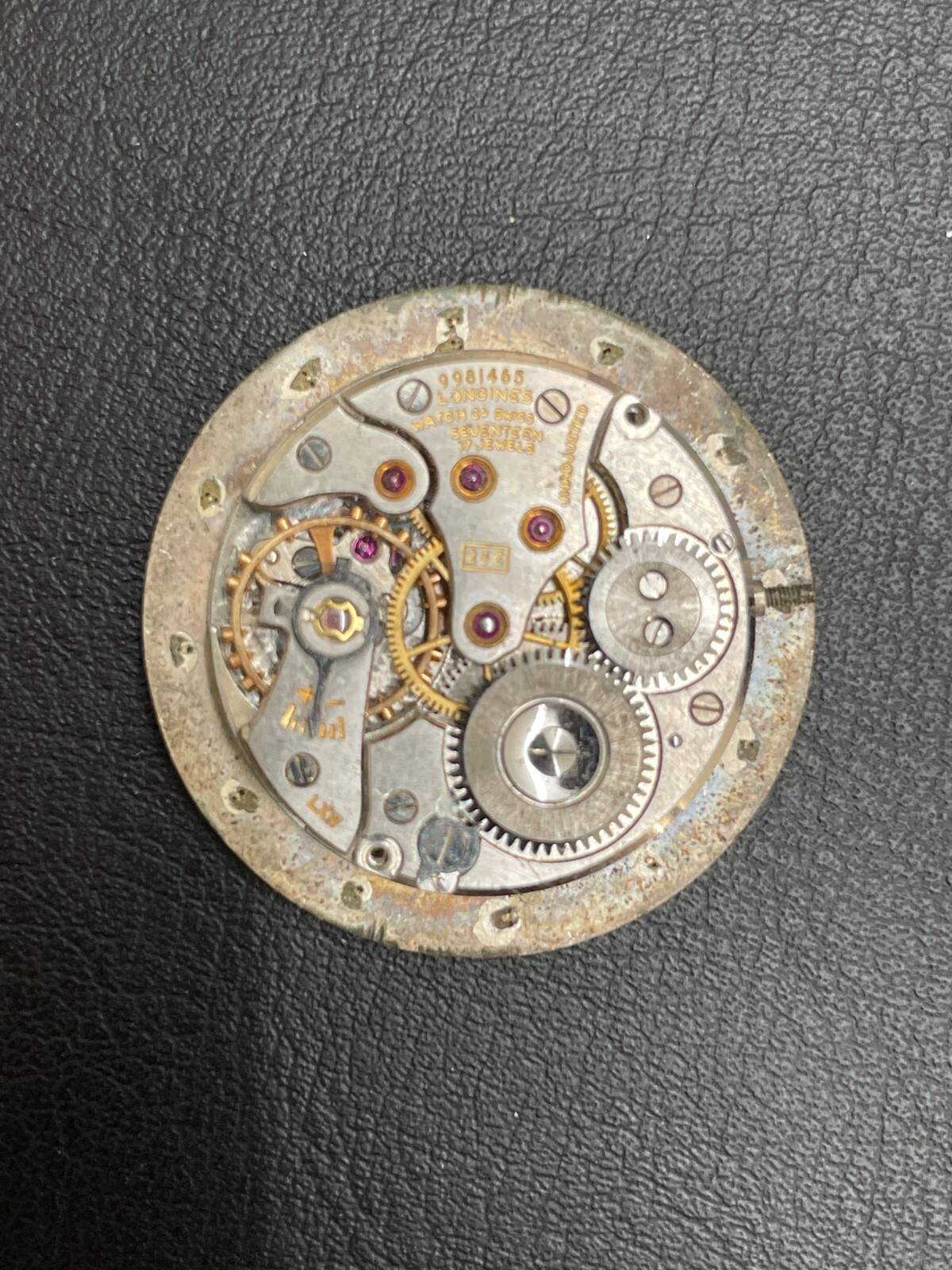 Vintage Longines 23Z 17 Jewels Watch Movement Dial. FOR PARTS. CL43