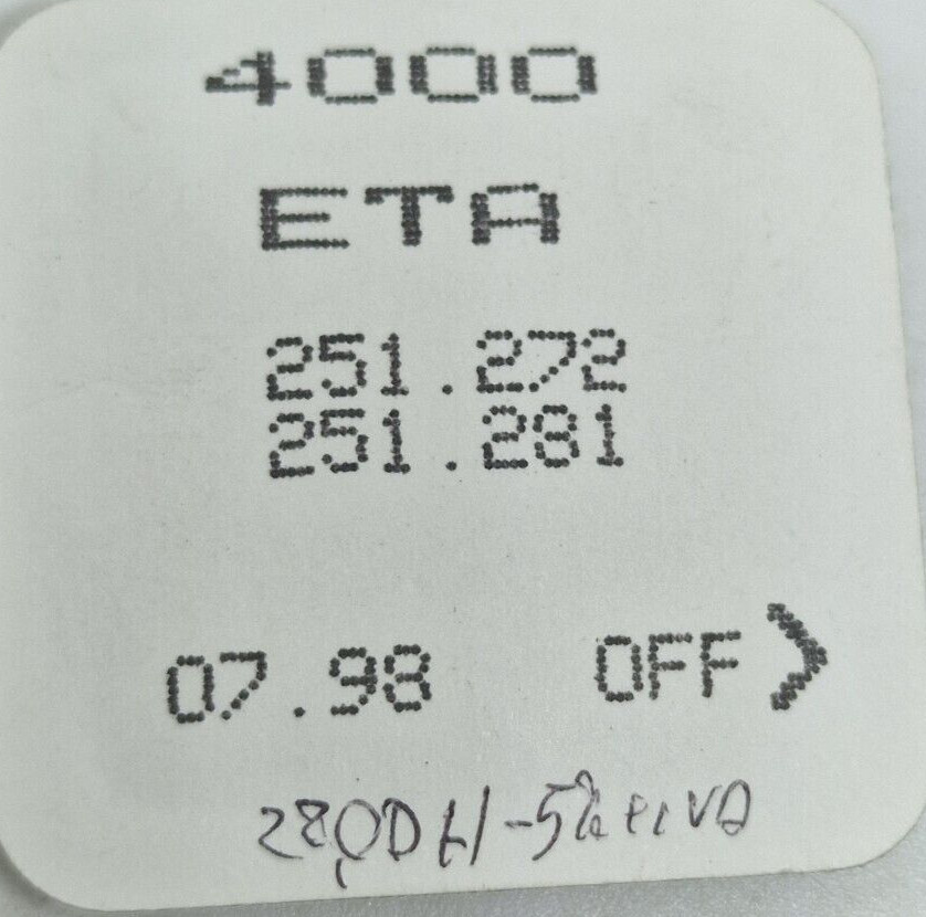 Original Eta 251.272 251.281 Circuit 4000 Philip Watch Sector
