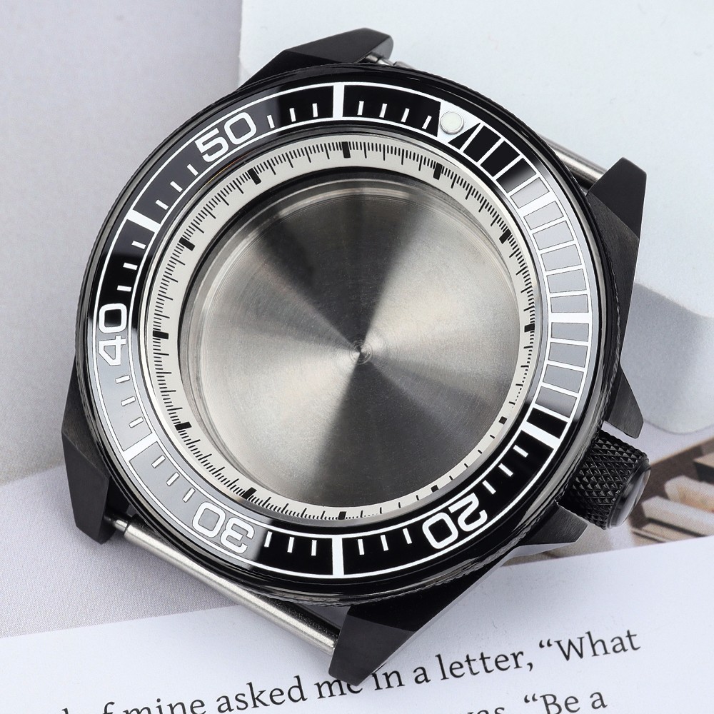 FEIYASHI PVD Black Samurai Style Watch Case 43.8mm Sapphire For Seiko NH35 NH36