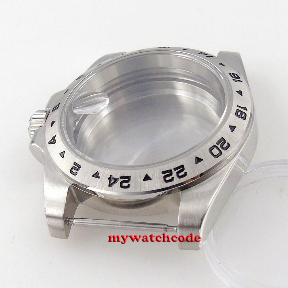 39mm Fixed 24 Hours Bezel Sapphire Glass Watch Case Fit NH35A NH34A 2824 PT5000
