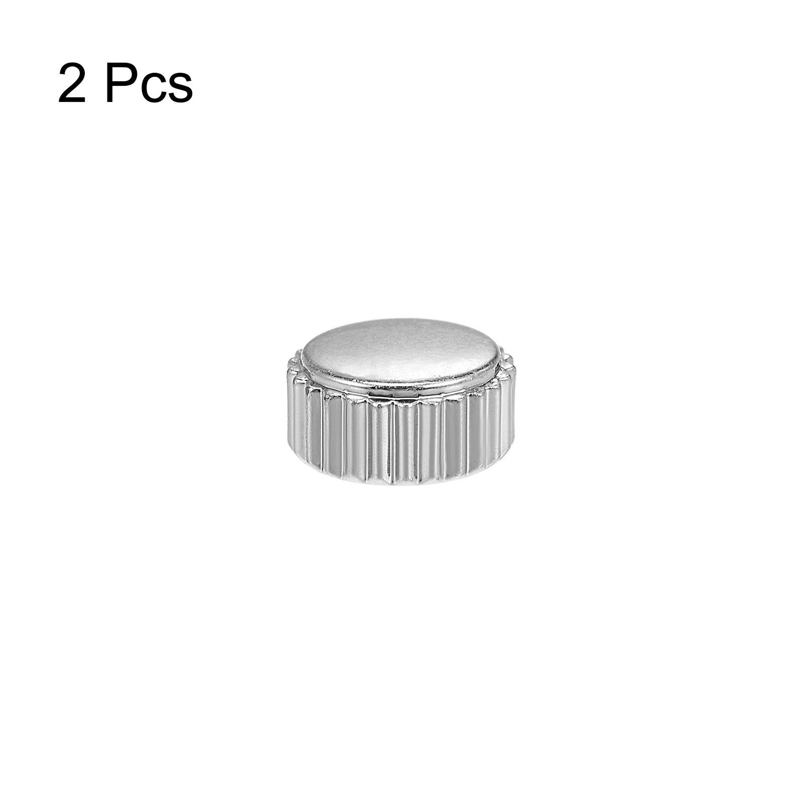 2Pcs 6.5mm Watch Crown Parts SUS304 Flat Short Stem 2.5mm ID Silver Tone
