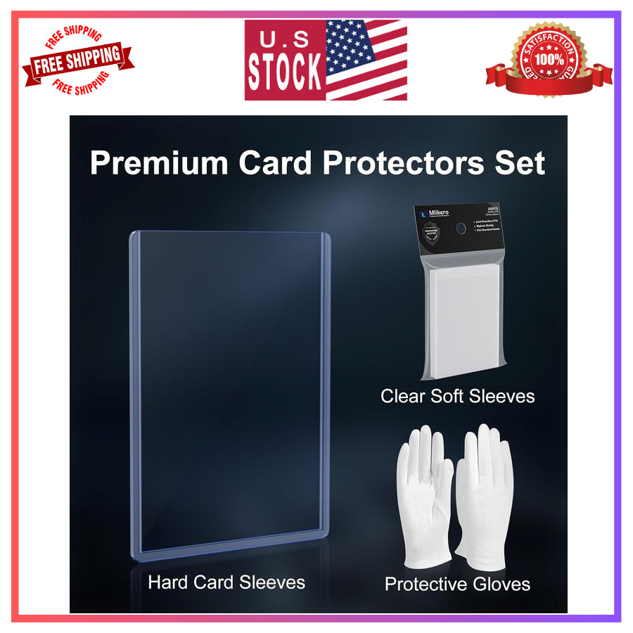 Premium 3×4 Card Top Loaders Set 500 Card Sleeves & 500 Clear Sleeves