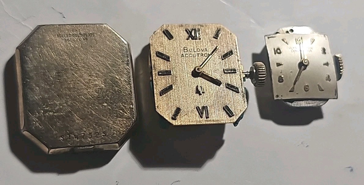 (2) Vintage Bulova Accutron 2210 10k Rolled Gold Plate Case Back & Ulysse Nardin