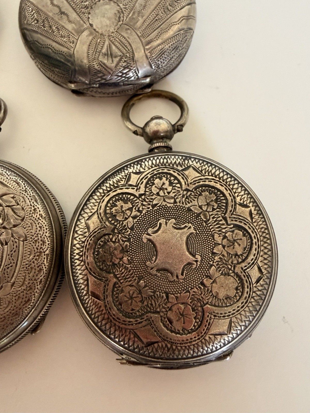 Lot of 5 Antique 800 Silver Pocket Watches & Cases Repair Spares Parts