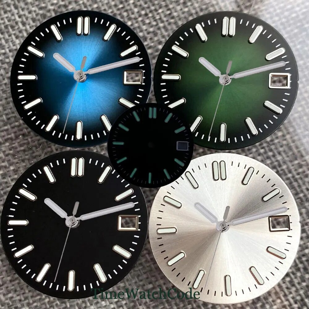 Sunburst Watch Dial Face for NH35 NH36 NH38 Movement Luminous Black Blue 29mm
