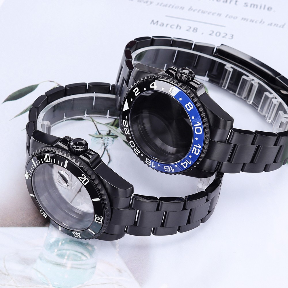 PVD Oyster 40mm SUB Watch Case Bracelet Luminous Bezel For Seiko NH35 36 ETA2824