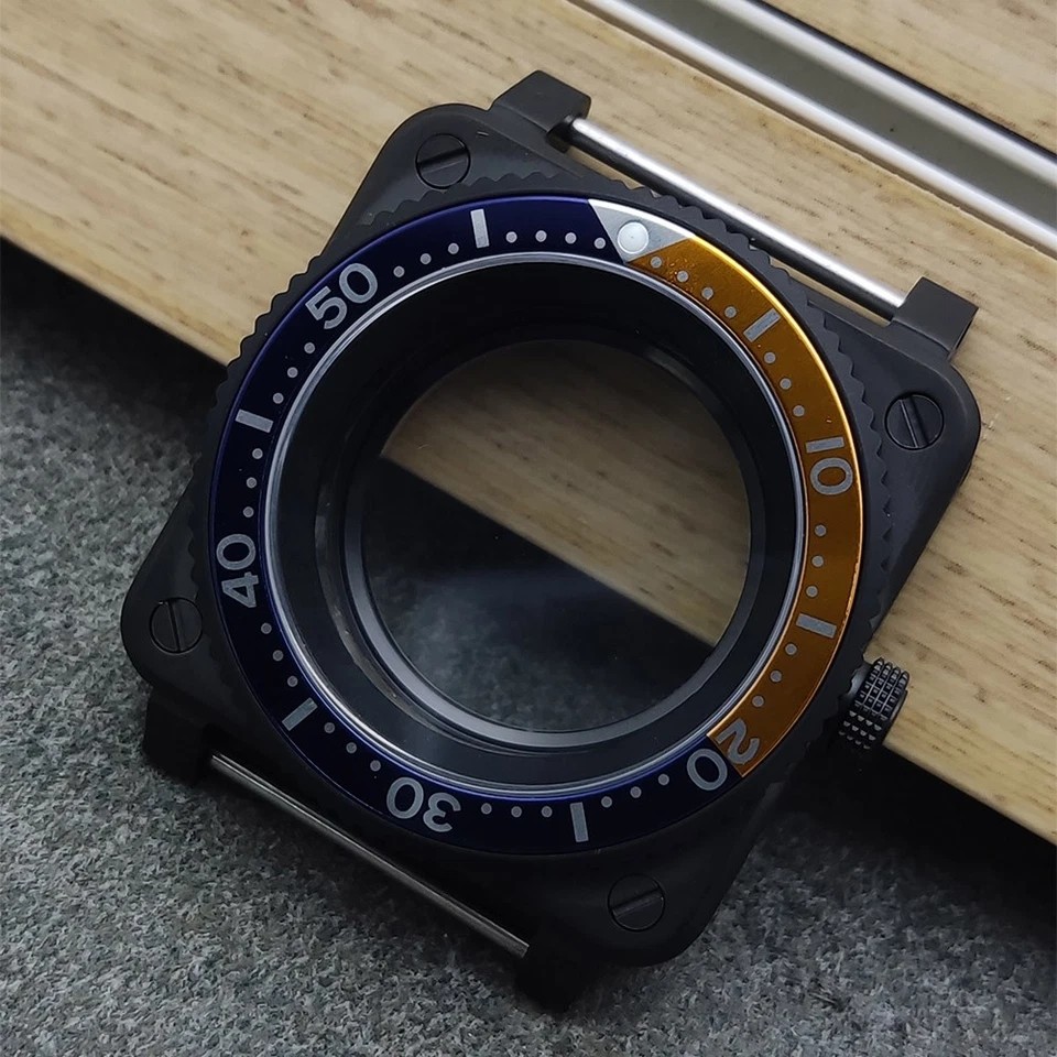 42mm Stainless Steel Square Watch Case Sapphire Glass For NH35/NH36 Movement
