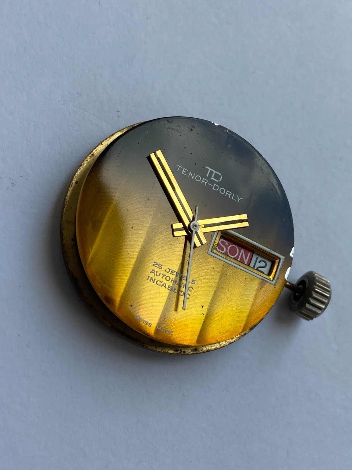 MEN WRIST WATCH FOR PARTS MOVEMENT AUTOMATIC 25 JEWELS TENOR-DORLY CAL. ETA 2789