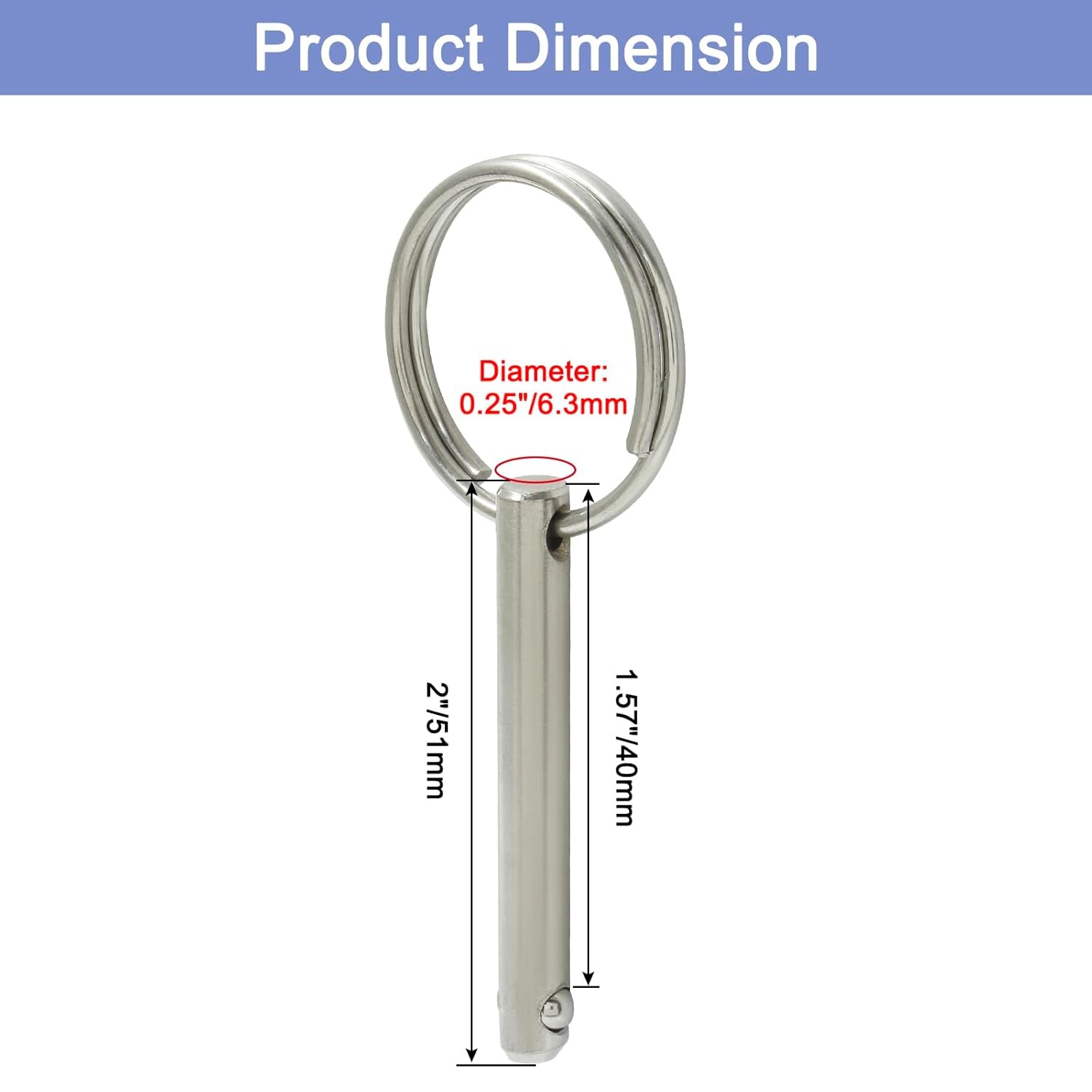 4pcs Quick Release Detent Pin 1/4″ Diameter 1-1/2″ Usable Length Steel Lock