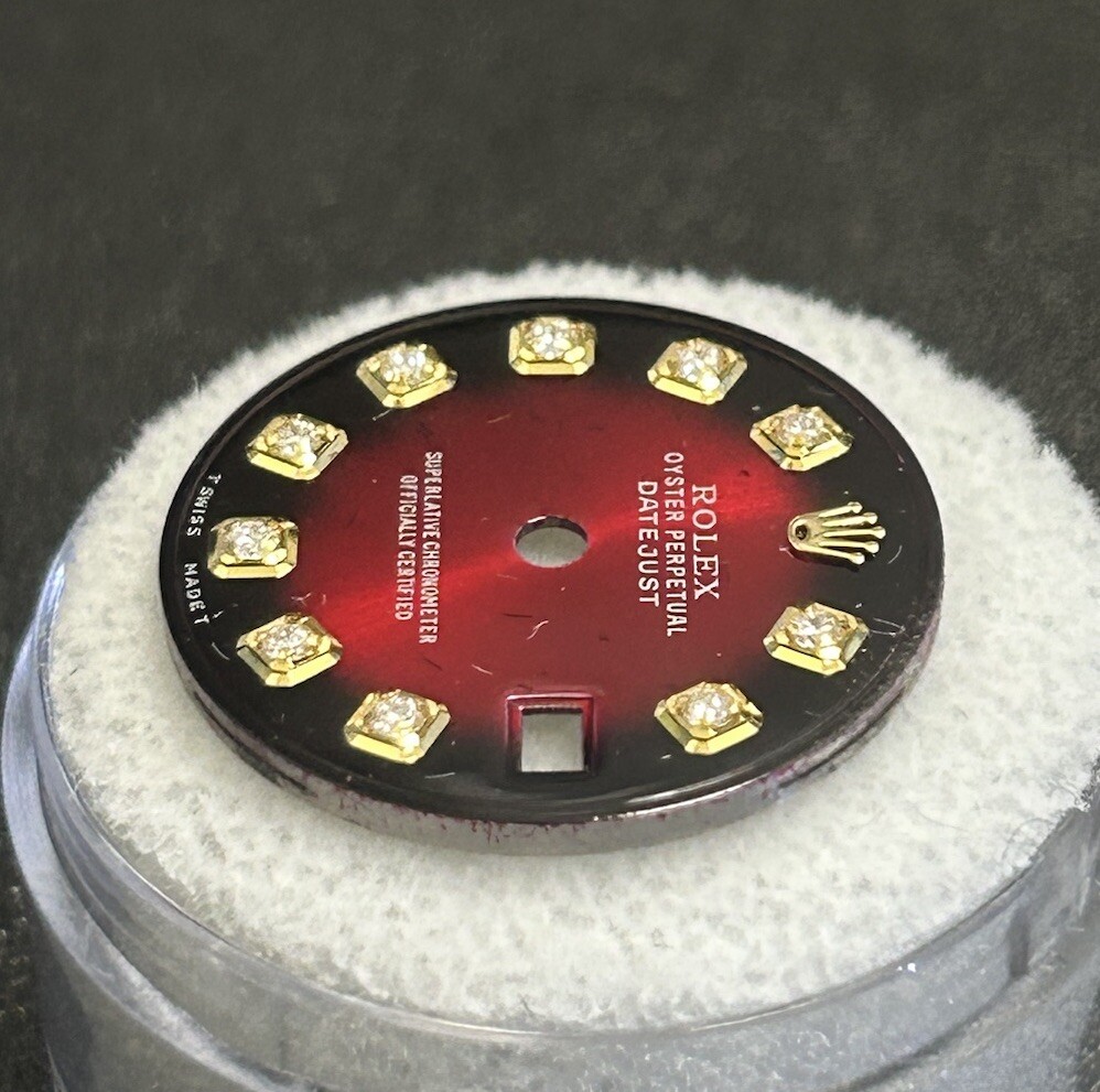 Rolex Ladies Datejust/President Custom Red Vignette Diamond Dial For 26mm Watch