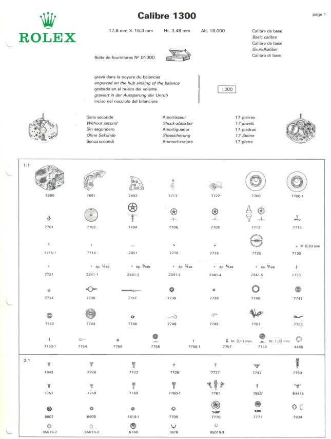 Replacing Parts Rolex 1300-1310-1315 Genuine Original – Ricambi