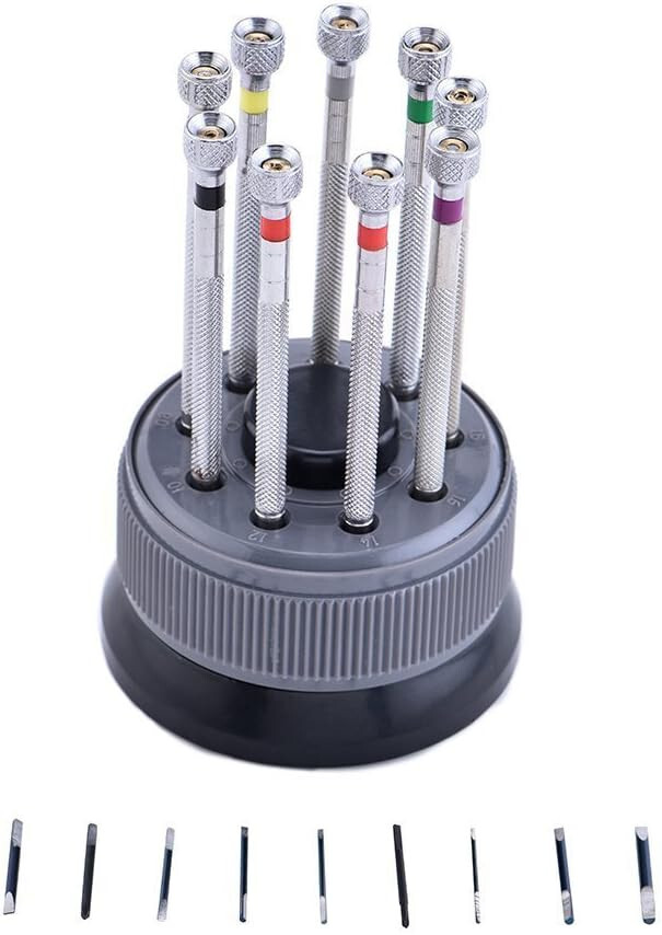 9 SCREWDRIVER FOR WATCH REPAIR SET STAND EXTRA BLADE TOOL W Bracelet holder bloc