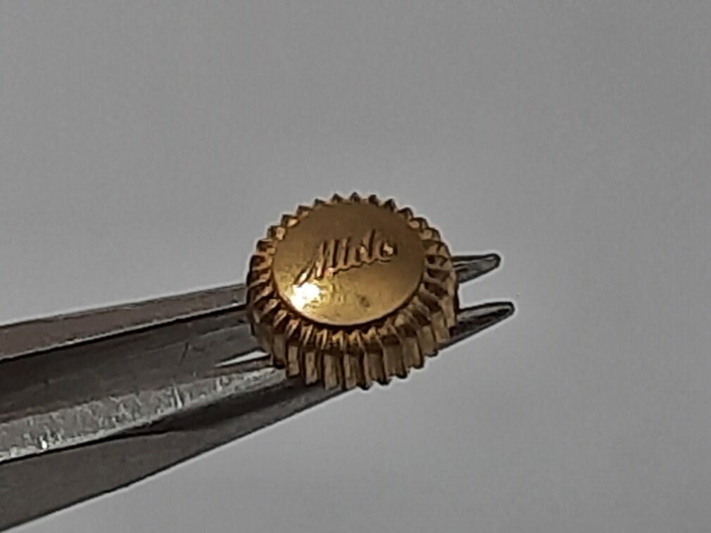 RARE 6.15MM YELLOW GOLD MIDO CHRONO / MULTI-CENTERCHRONO CROWN – NOS #7551