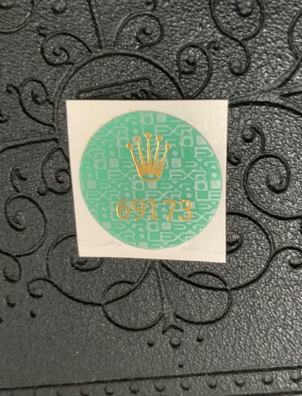 Authentic Rolex 69173 Ladies Oyster DateJust Green Case Back Hologram Sticker
