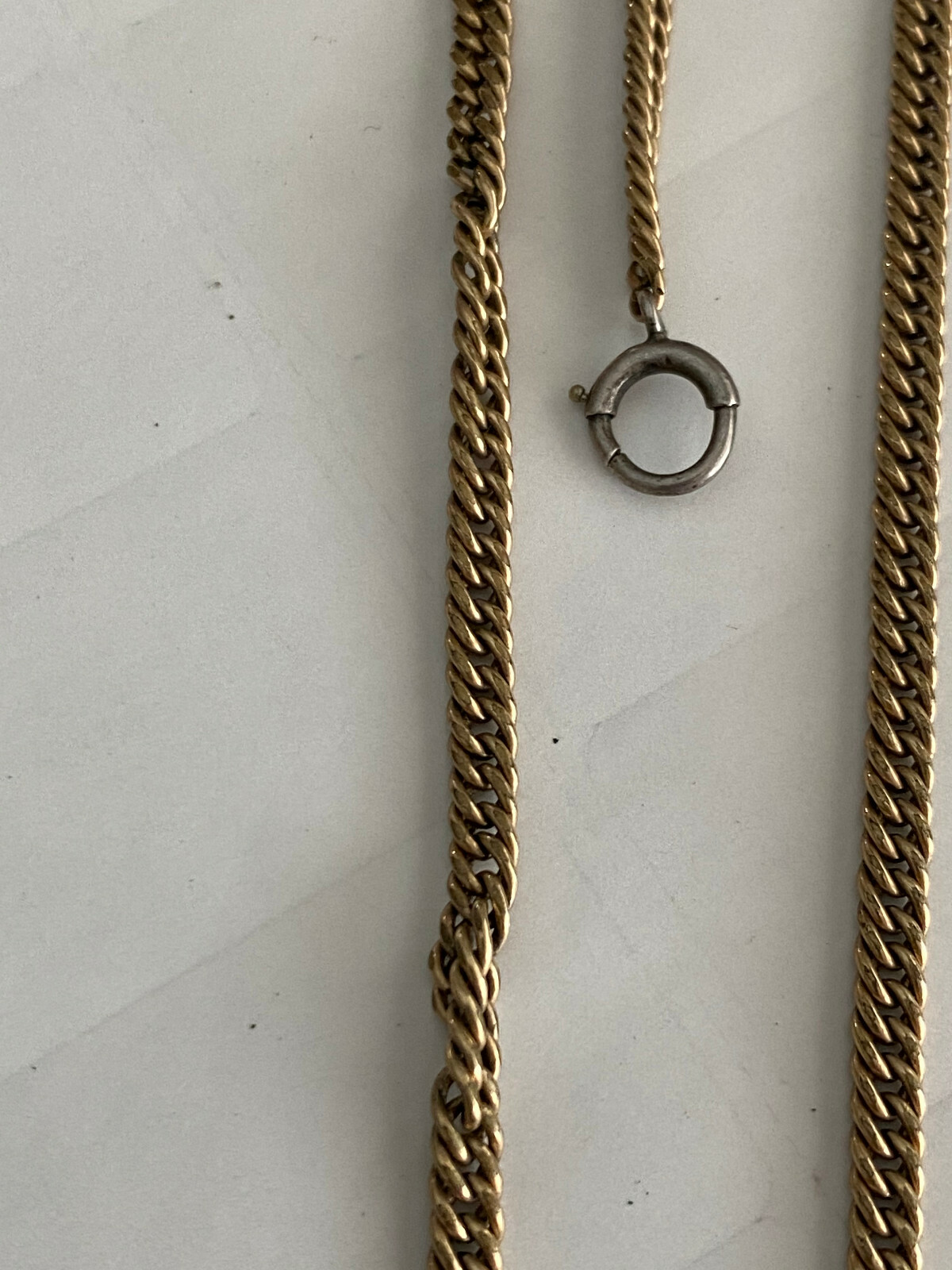 13.5 INCH POCKET WATCH CHAIN, SIMMONS MARKED ON CLASP