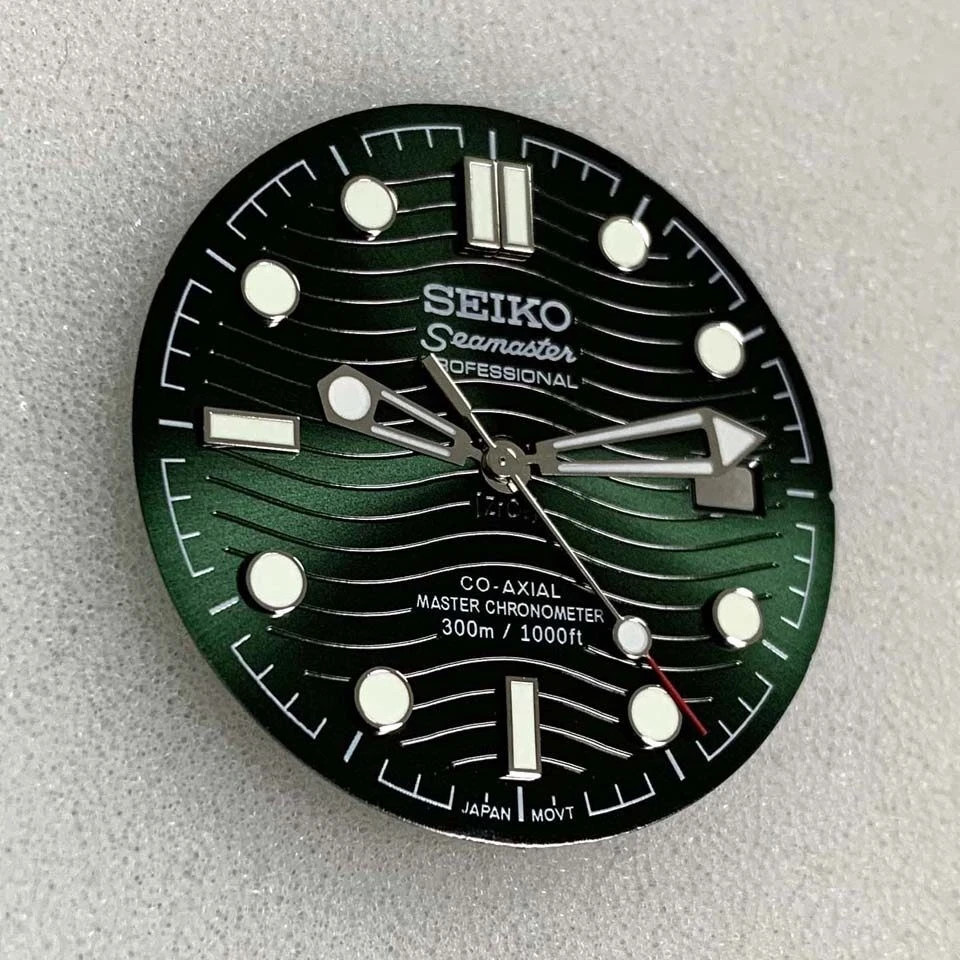 31.8mm Black Watch Dial+Hands Green Luminous for NH35 NH36 Movement Watch Parts