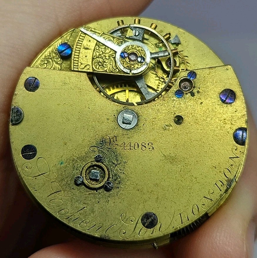 Antique 44083 LONDON POCKET WATCH MOVEMENT 39.78mm For Parts/Repair