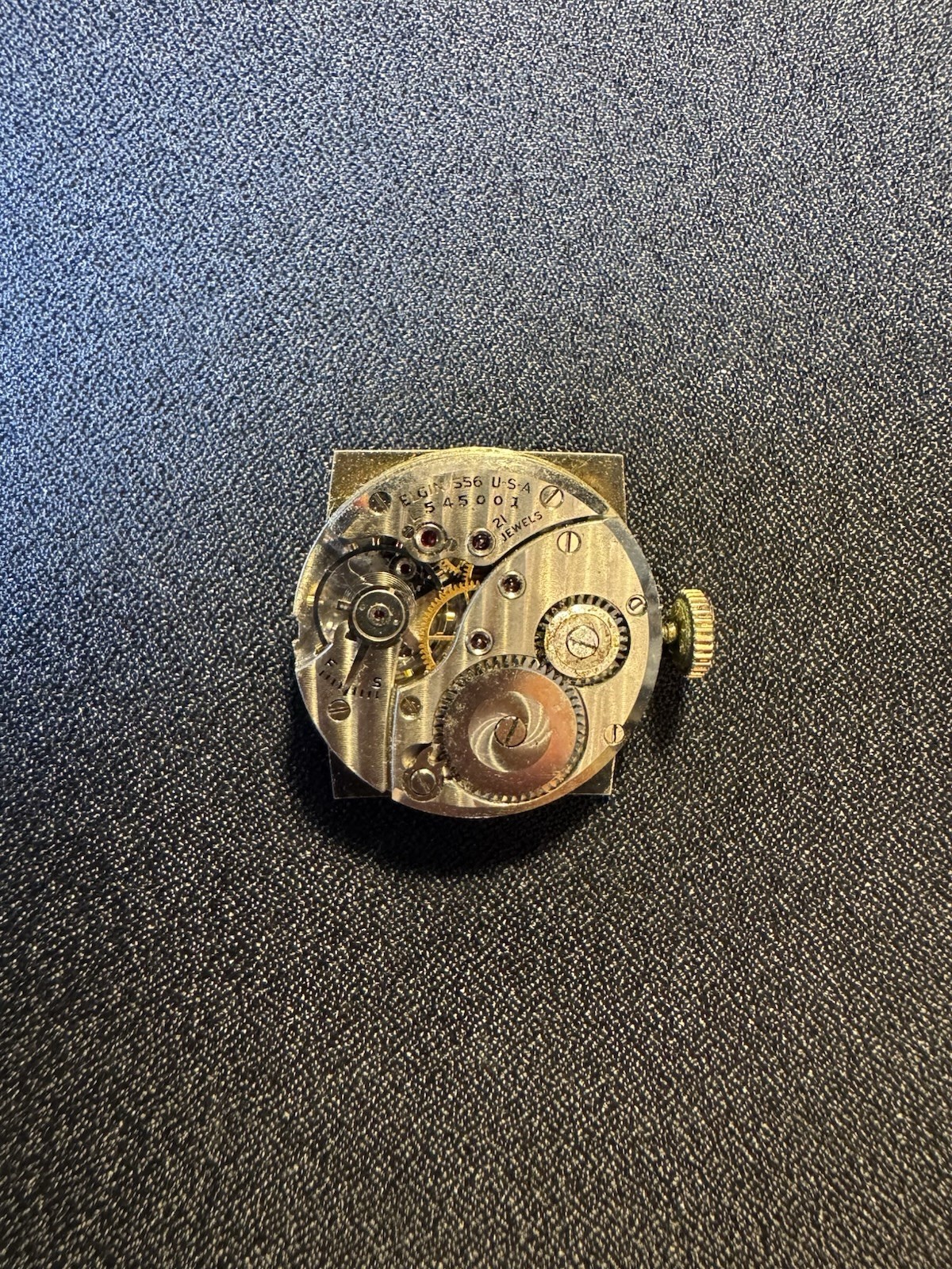 Vintage Lord Elgin 21 Jewel Watch Movement Cal 556 Art Deco Dial Non-Working