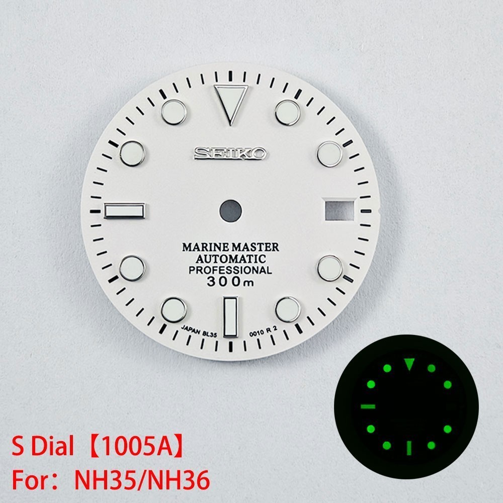 28.5mm Seiko Sunburst Watch Dial Green Luminous Fit NH35 NH36 Movement