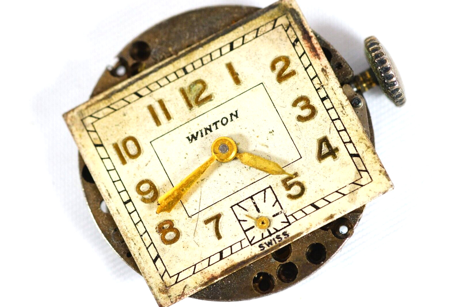 Winton Watch W16-8 Swiss 15 Jewels Movement & Dial Mechanical Wristwatch Parts