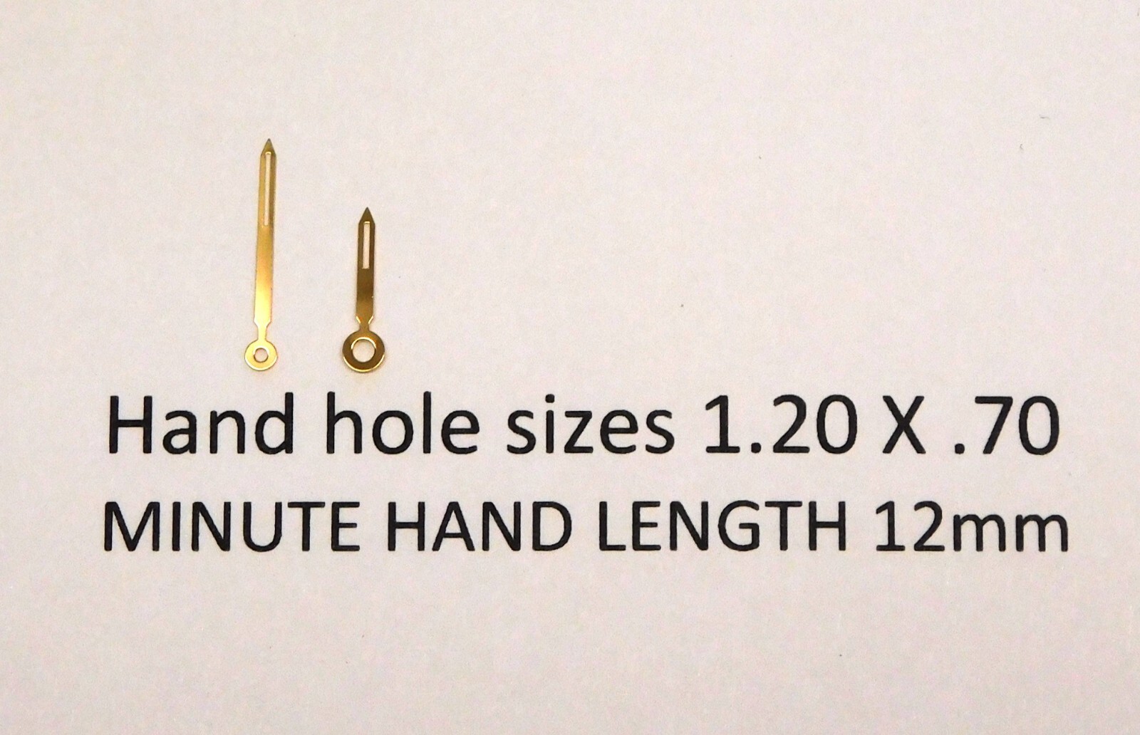 Skeleton pencil watch hands GILT 1.10 x .65 , 1.20 x .70 or 1.50 x .90 x 1 pr.