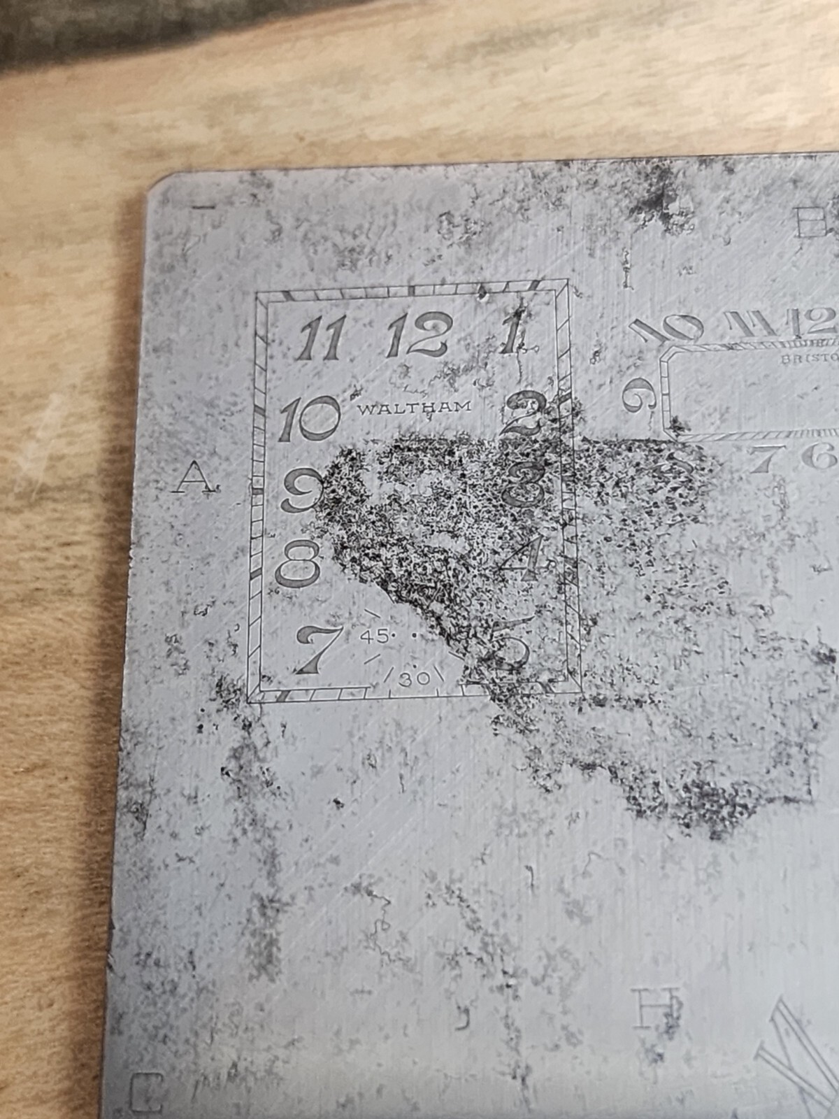 Vintage Multi Dial Printing Plate Waltham Bristol Elgin Illinois T987