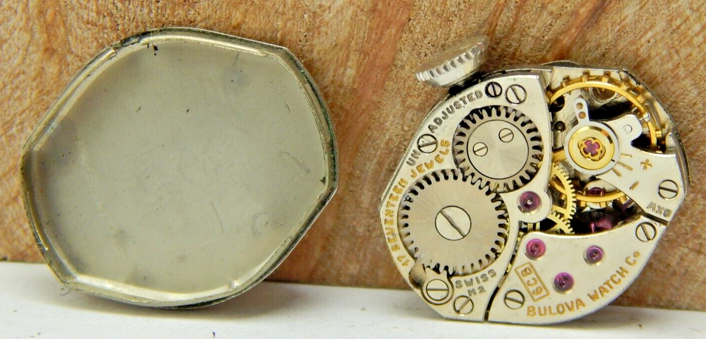 Vintage 1962 Bulova 6CB 17 jewel ladies wrist watch movement with dial & hands