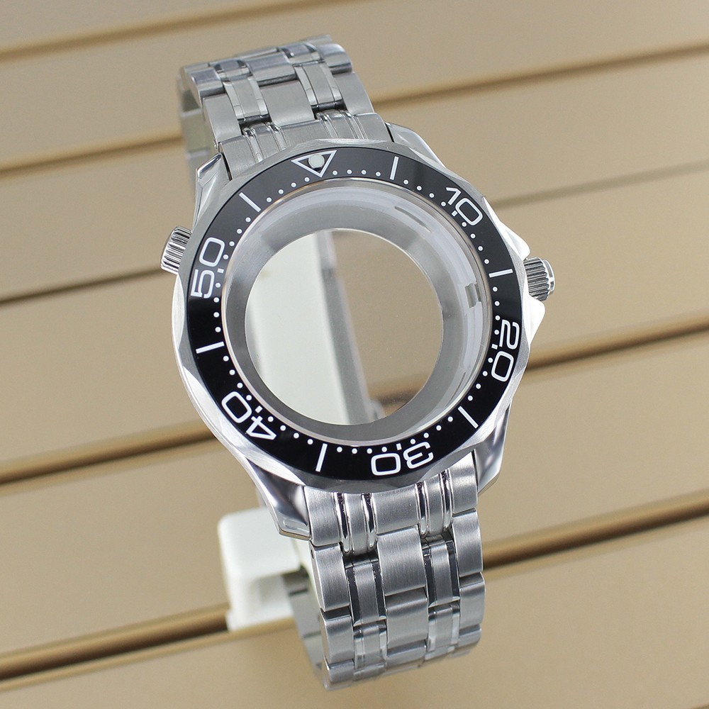 Double Crown 41mm Diver Watch Cases Modify Sea300 10ATM For Seiko NH35 Movement