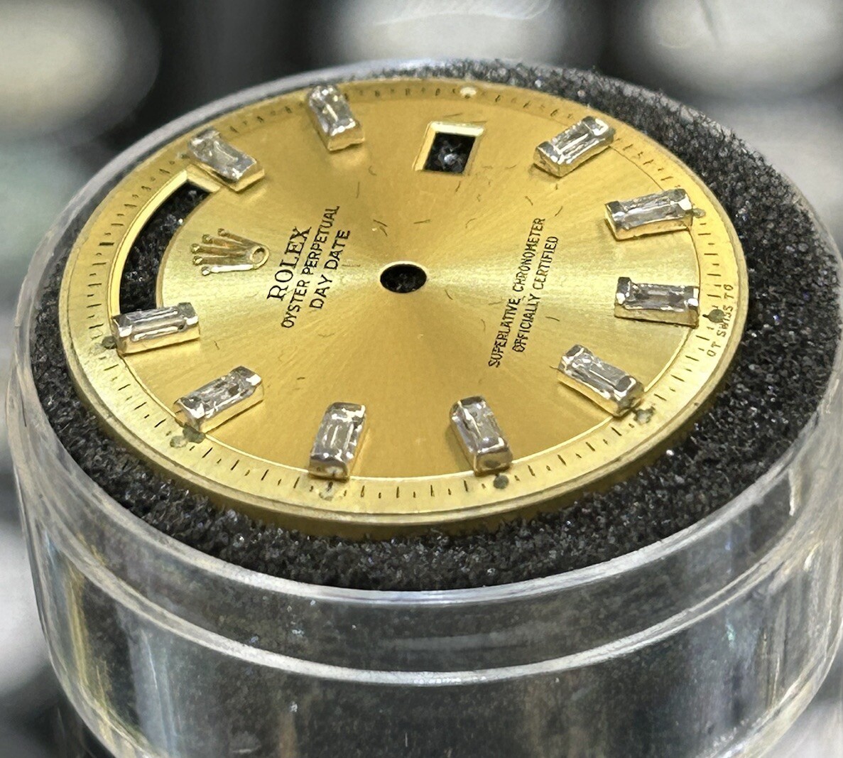 Rolex NonQuick President Custom Champagne Ten Baguette Diamond Dial Model 1803