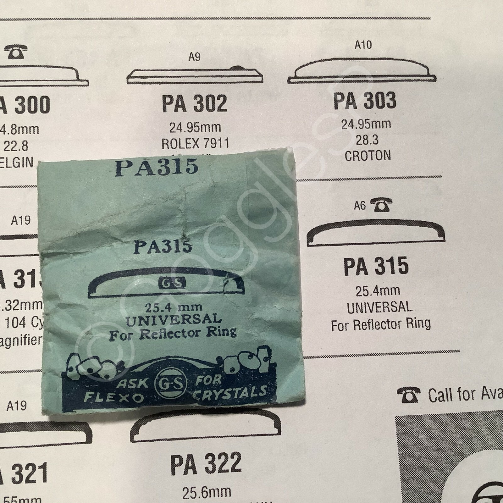 GS Round Replacement Crystals (PA Series) for Universal Watches – NOS