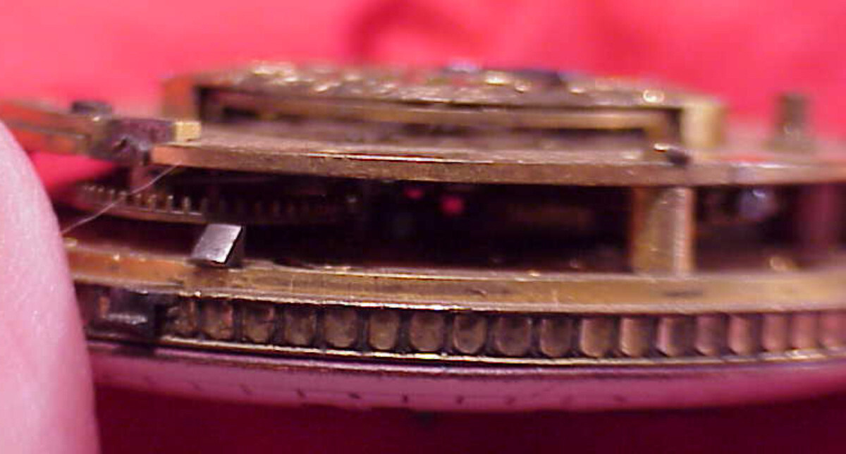 VINTAGE 45.8MM REPEATER PARTIAL VERGE FUSEE COLORED DIAL POCKET WATCH MOVEMENT