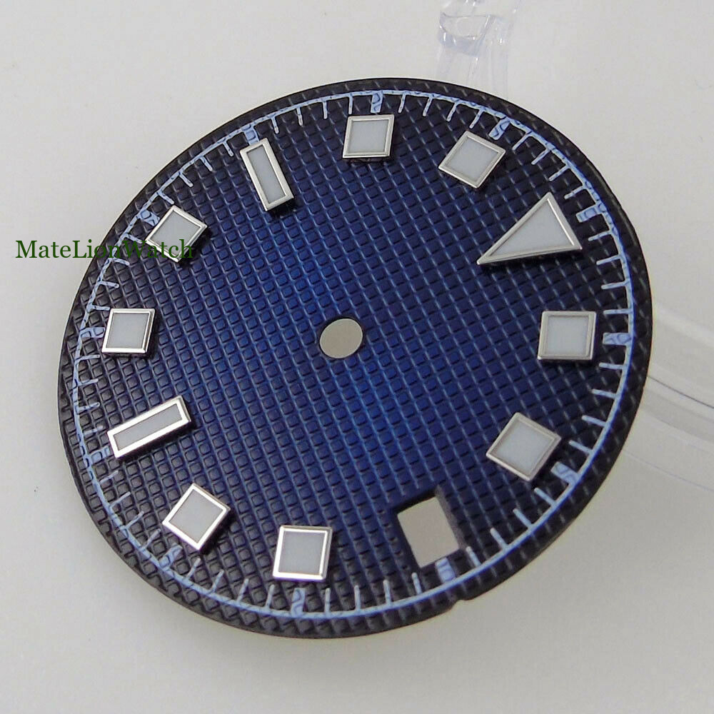 29mm Sterile Watch Dial Blue Faces Fit For NH35 NH35A Luminous Date Window