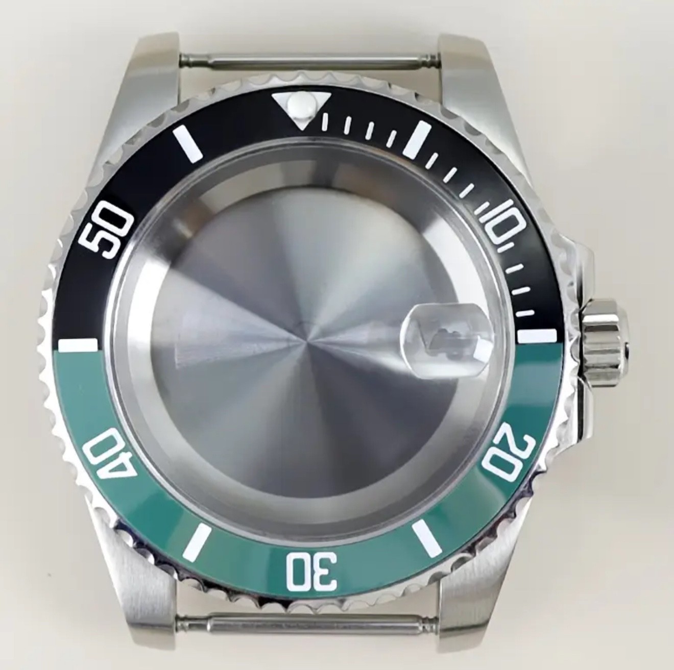 40mm Stainless Steel Sapphire Glass Solid Watch Case For NH35/36 Date Loupe