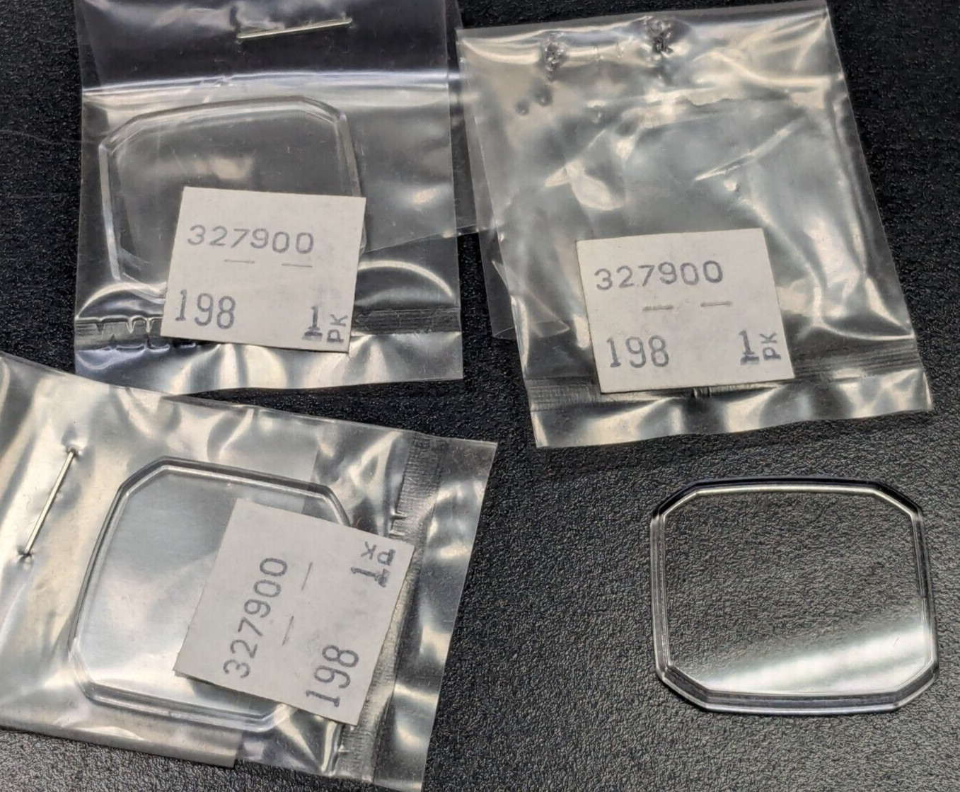 Lot of 3 NOS Timex? Watch Crystal Plastic Fancy 198 327900 – Irregular Octagon