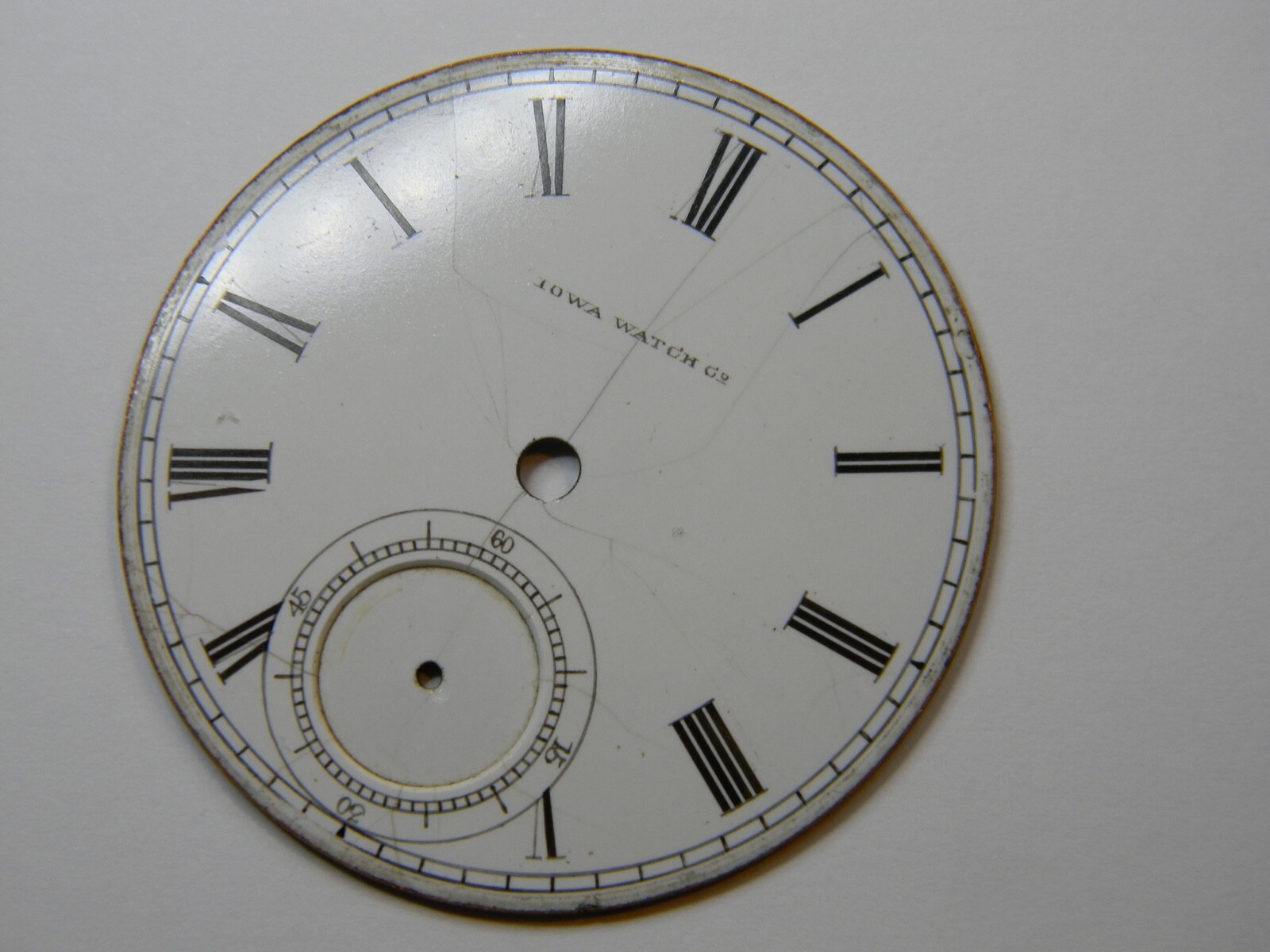 RARE ILLINOIS IOWA WATCH CO. PRIVATE LABEL POCKET WATCH DIAL 45.6mm – REPAIR