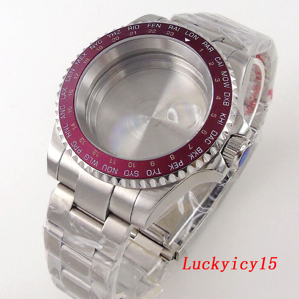 Bliger 40mm Mens Watch Case Fit NH35A NH34 Sapphire Glass Black Ceramic Bezel