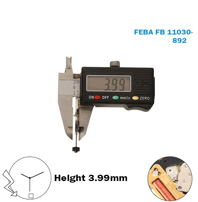 FEBA Fe 11030-892 Swiss Movement-White Date Disk at 6- 3 Hands-Height:3.99mm.