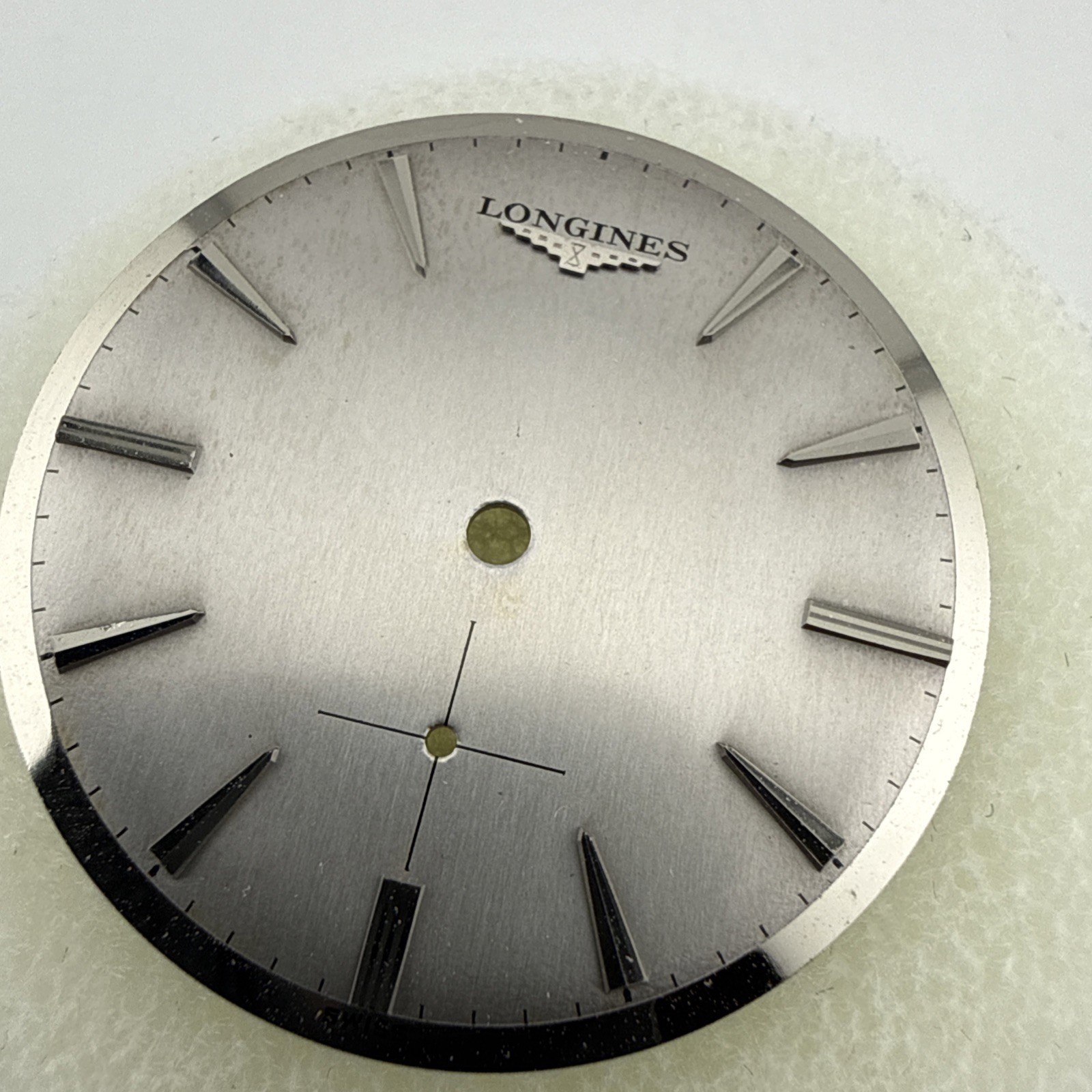 Longines Vintage NOS Watch Dial Silver W/ Mirror Edge Finish 29mm Sub Seconds