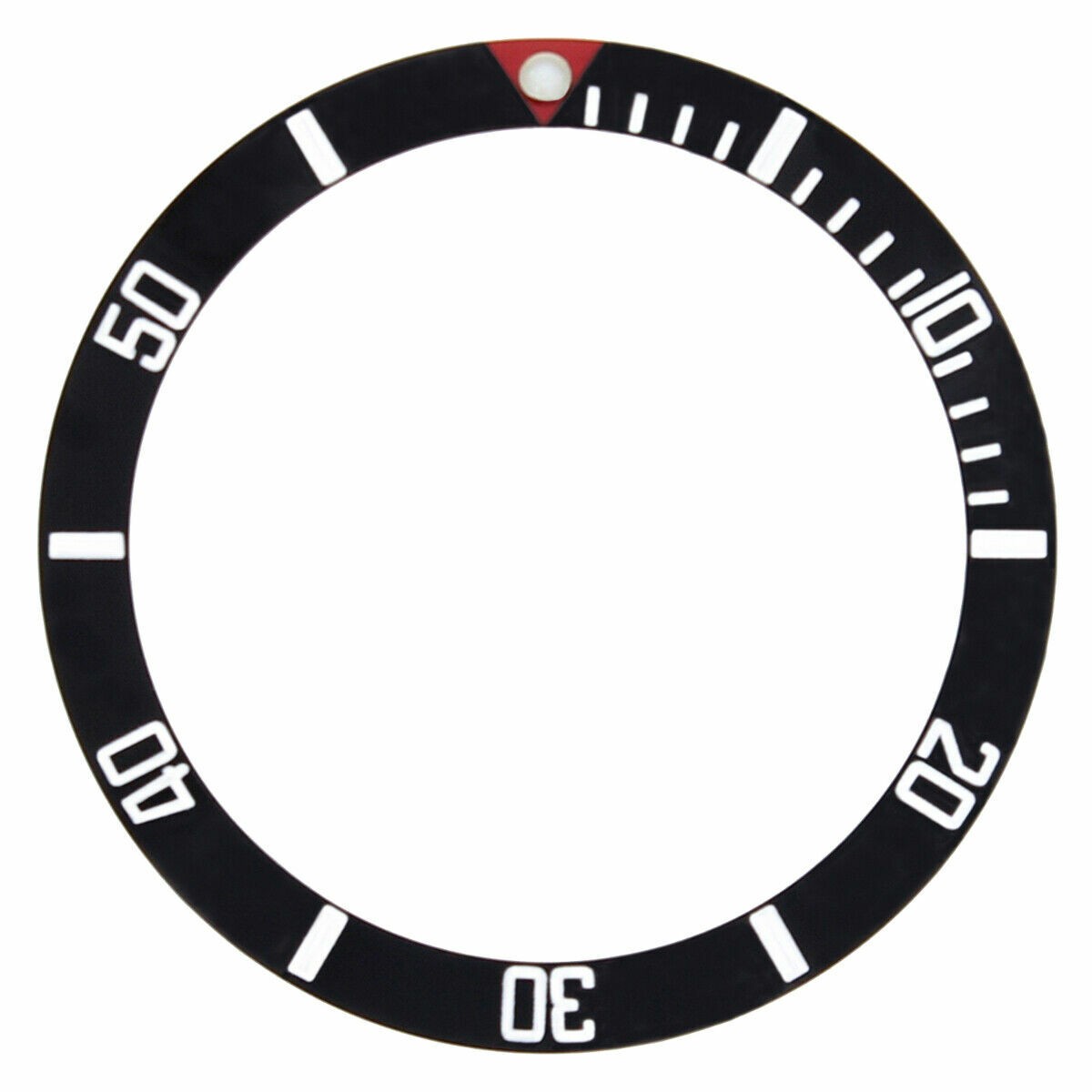 37.60MM X 30.70MM REPLACEMENT BEZEL INSERT BLACK WITH RED TRIANGLE MARKER @12
