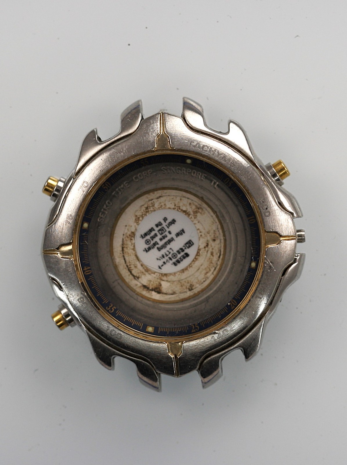 Seiko Watch Men Silver Gold Stainless Steel 100m Battery Quartz NON-WORKING
